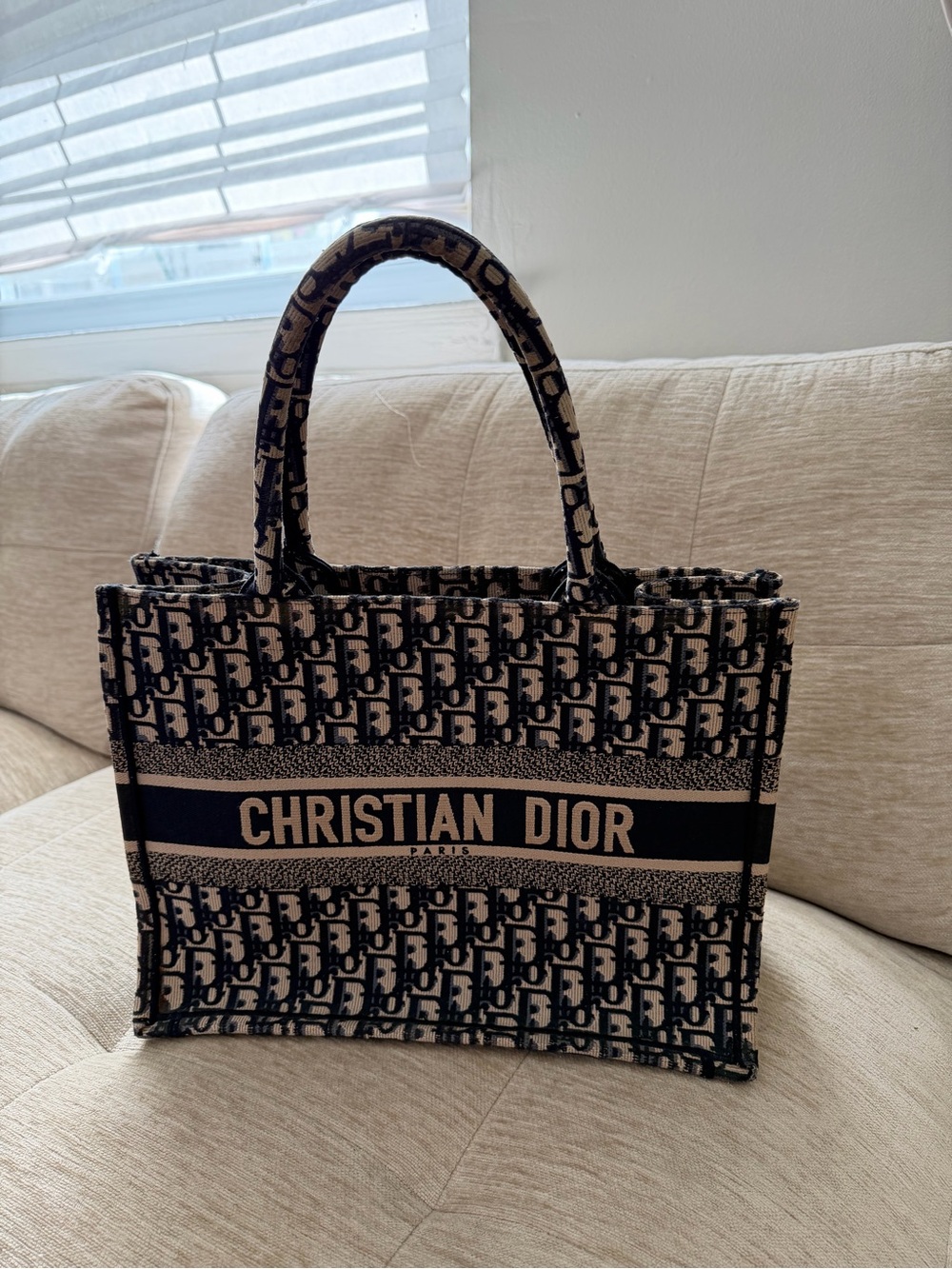 Dior Navy and Beige Jacquard Book Tote